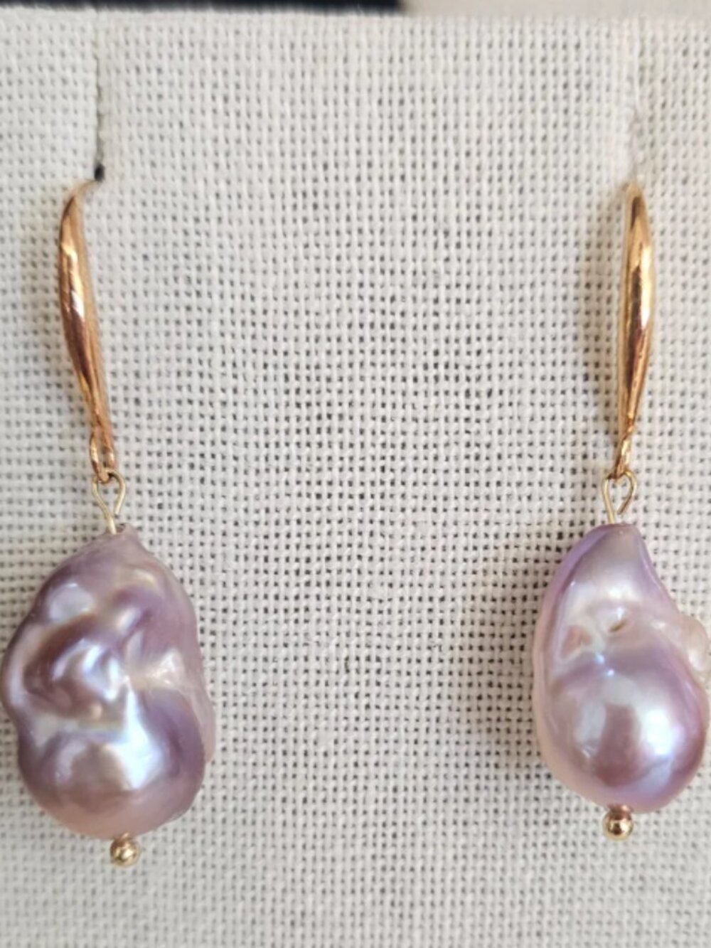 Stunning purple baroque pearl earrings